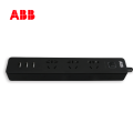 ABB排插接线板三位五孔带3USB带总控带灯10A-黑色AF607-885;10224961