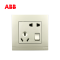 ABB开关插座由悦系列二位二、三极带开关插座 10A, 珍珠金AG22553-PGPG;10135002